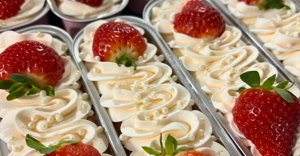 Mini strawberry shortcake tres leches tray